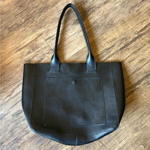 Black Leather Tote Bag for Women